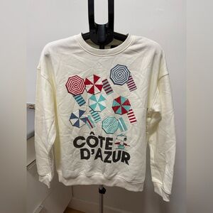 Peanuts Snoopy Côte d’Azur Graphic Sweatshirt Beach Umbrella Pullover WMNS SZ M